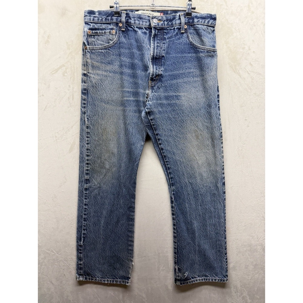 VTG Y2K Levis 517 Bootcut Jeans Mens 34x30 Blue Denim Pants Western Distressed